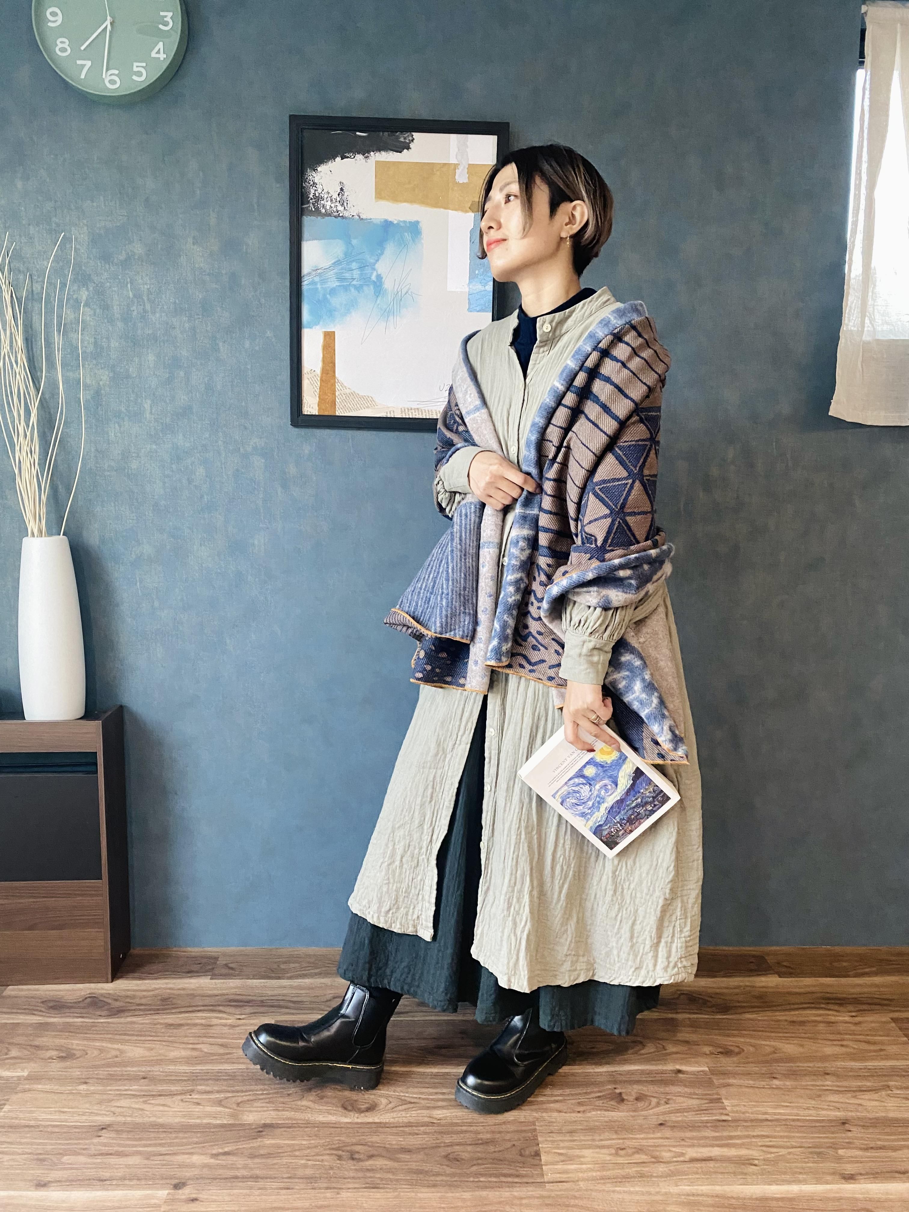 オーガニックコットン ダブルガーゼ ワンピース ロングシャツ