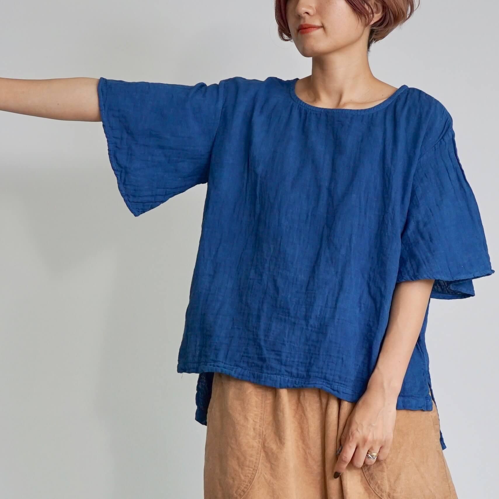 藍染ガーゼトップス