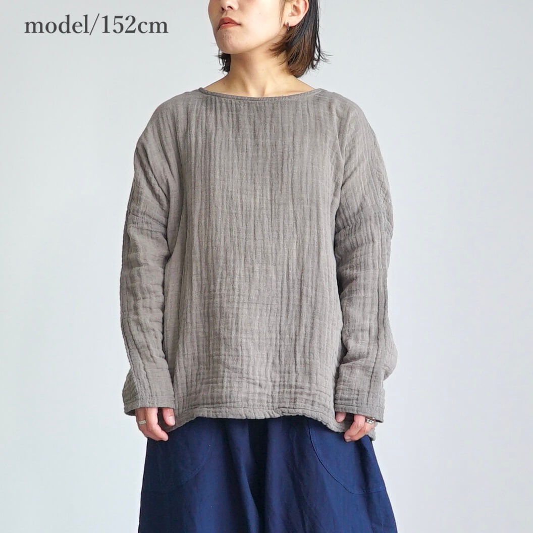 ゆったりガーゼロンT/柿渋グレー/知多木綿 3重ガーゼ ゆったりガーゼロンT/柿渋グレー/知多木綿 3重ガーゼ