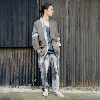 パッチワーク羽織り/墨セットアップ/三河織物