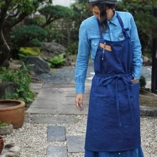 カフェエプロン/インディゴ/三河織物 平織り