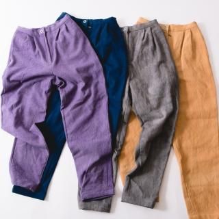 ゆったりテーパードパンツ ハイウェスト /UZUiRO4カラー/三河木綿 刺し子織