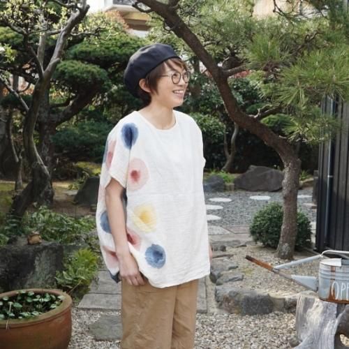 ゆったりガーゼTシャツ/水玉ドット/知多木綿 ダブルガーゼ