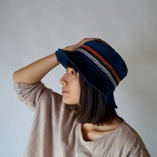 バケットハット/前掛けデザイン/ネイビー/三河織物