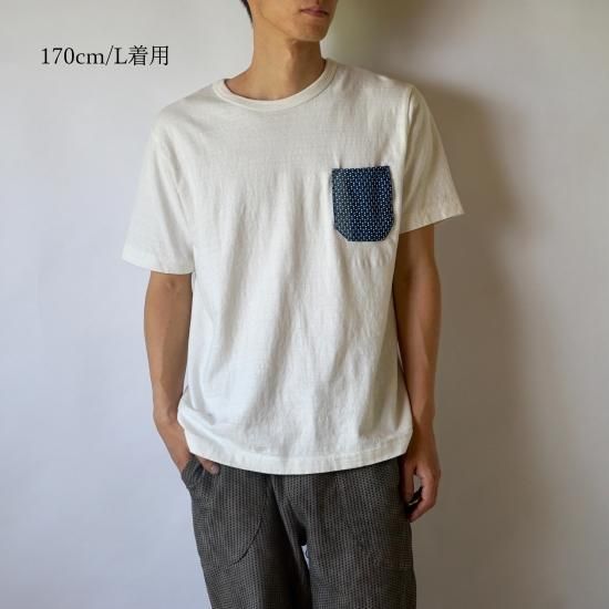 刺し子ポケット 吊り編みスラブTシャツ/和歌山県産 ニット編生地