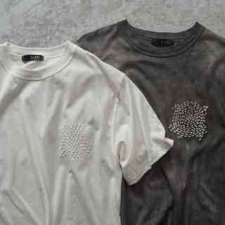 ツブツブデザイン Tシャツ - 生成りor 柿渋グレー/ 和歌山県産 ニット編み生地