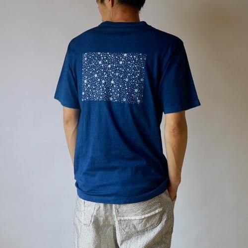 あられ小紋Tシャツ/本藍染/和歌山県産 ニット編生地