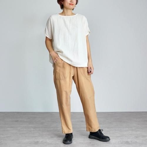 『夏の福袋』ゆったりガーゼTシャツ(生成り) + サルエルパンツ(ブラウンベージュ)