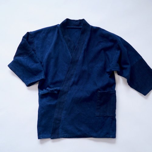 パッチワーク作務衣/本藍染/三河木綿 刺し子織