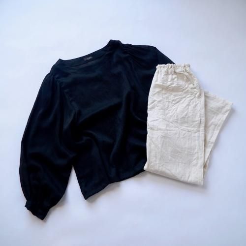 【福袋】バルーンスリーブトップス/ブラック+サルエルパンツ/生成り