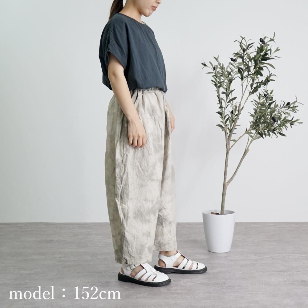バルーンパンツ8分丈/カーキまだら/三河織物