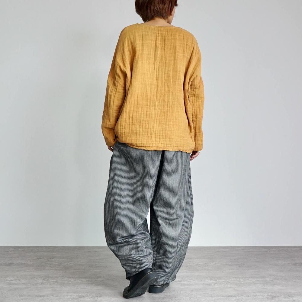 UZUiRO 1本刺し子カーブパンツ/バルーンパンツ 一本刺し子 バルーンパンツ/ブルー/三河木綿 刺し子織