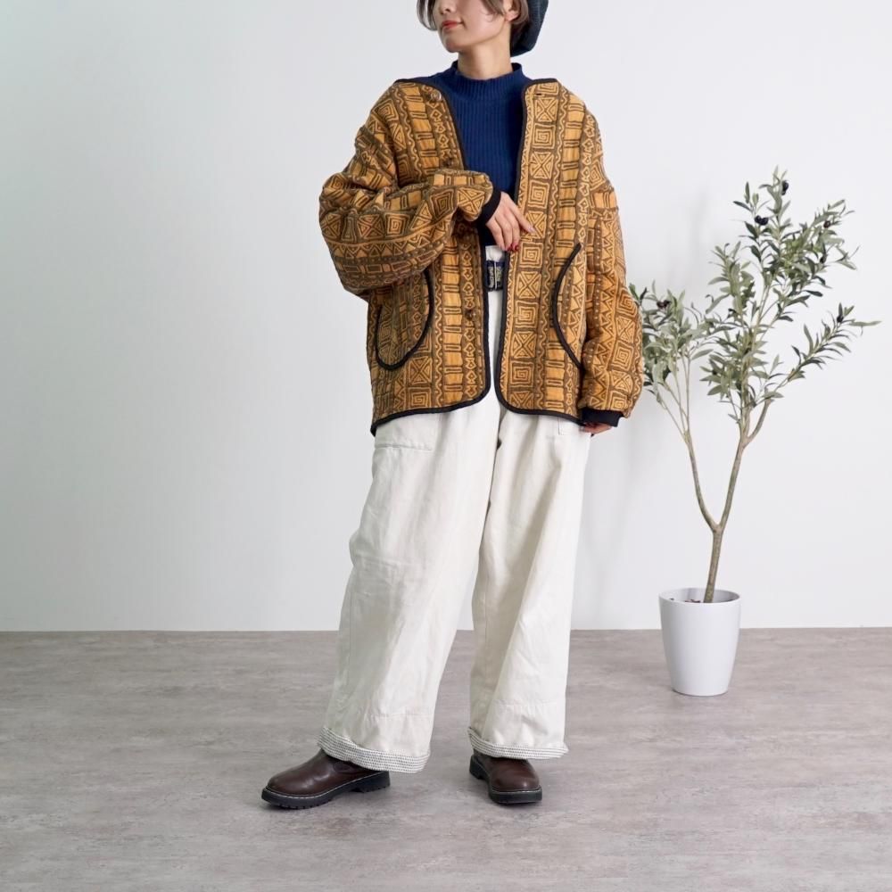 6重ガーゼノーカラージャケット/オレンジ/三河木綿