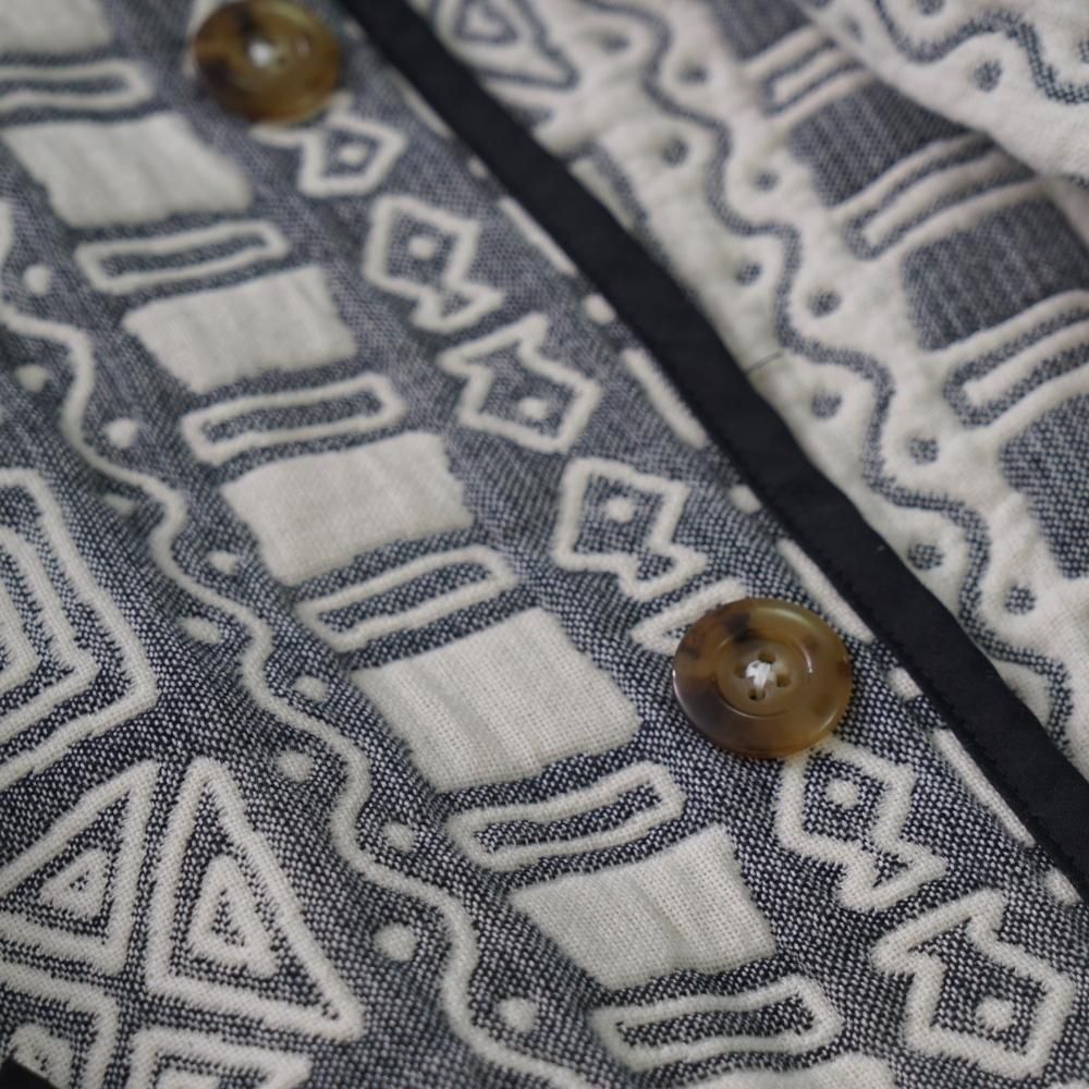 6重ガーゼノーカラージャケット/生成り/三河木綿