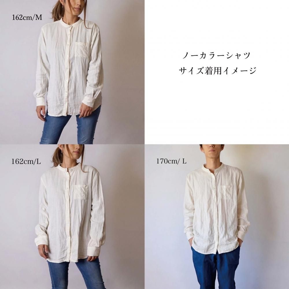 バンドカラーガーゼシャツ/ブラック/知多木綿