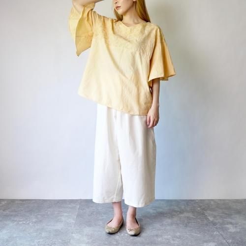 【福袋】刺繍フリルスリーブTシャツ/オレンジ+バルーンパンツ8分丈/生成り
