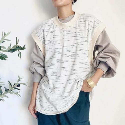 リブスリーブTシャツ/愛知県産ニット