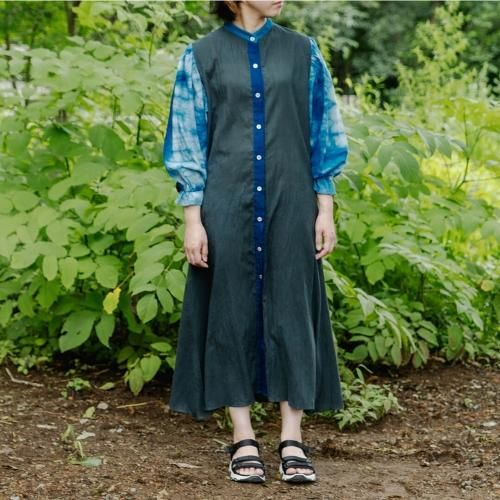 パフスリーブフレアワンピース/三河織物