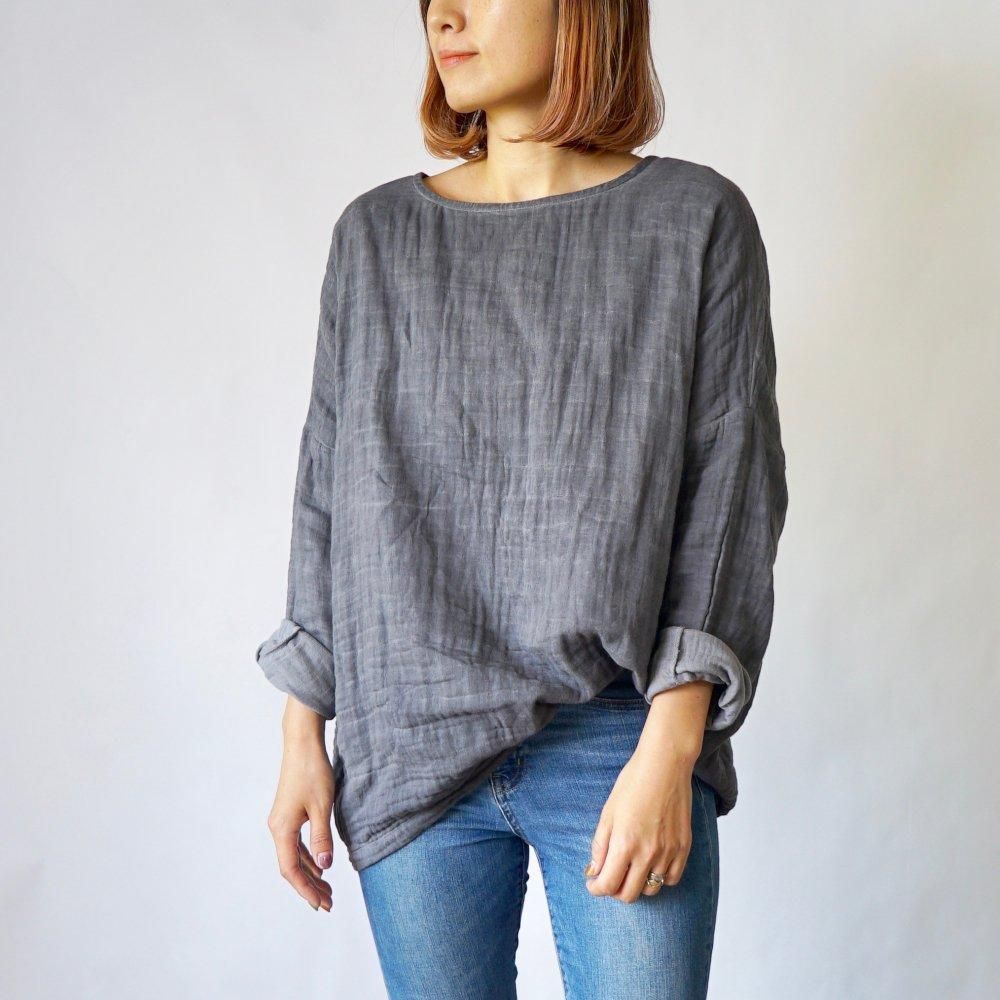 福袋】ゆったりガーゼロンT/グレー ＋ バルーンパンツ8分丈/ブラック