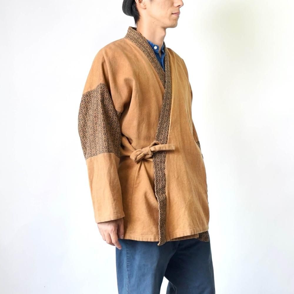 パッチワーク作務衣/オレンジ/三河木綿 刺し子織 パッチワーク作務衣/オレンジ/三河木綿 刺し子織