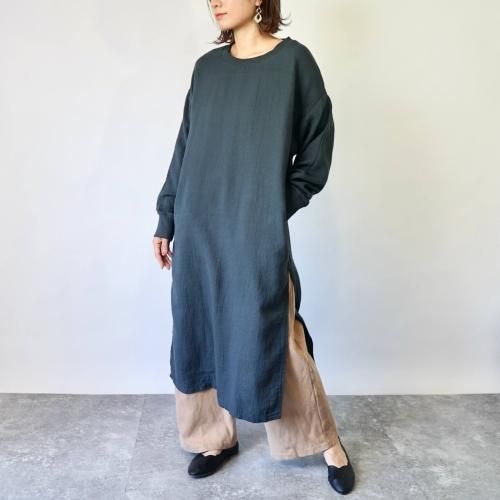 【福袋】リブ付きガーゼワンピース/ブラック+ニットワイドパンツ/ブラウン