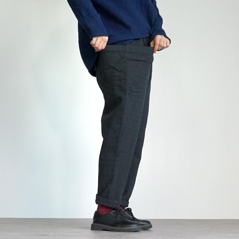 UZUiRO 麻柄キャンプワークパンツ/カーキ/刺し子織 麻柄キャンプワークパンツ/カーキ/刺し子織