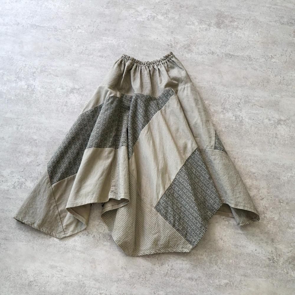 バレルスカート/ピンクベージュ/三河木綿 刺し子織 ロング バレルスカート/ピンクベージュ/三河木綿 刺し子織 ロング