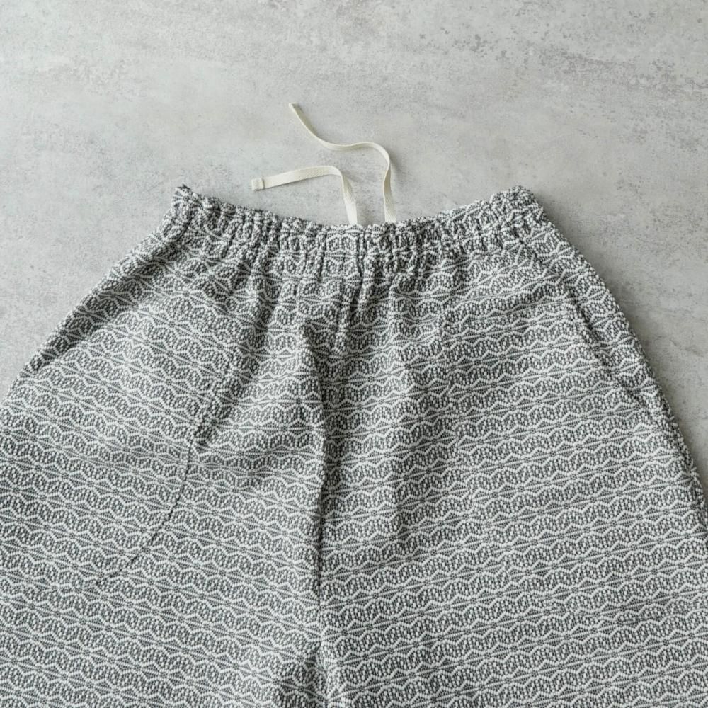 麻柄バルーンパンツ/生成り/三河木綿 刺し子織