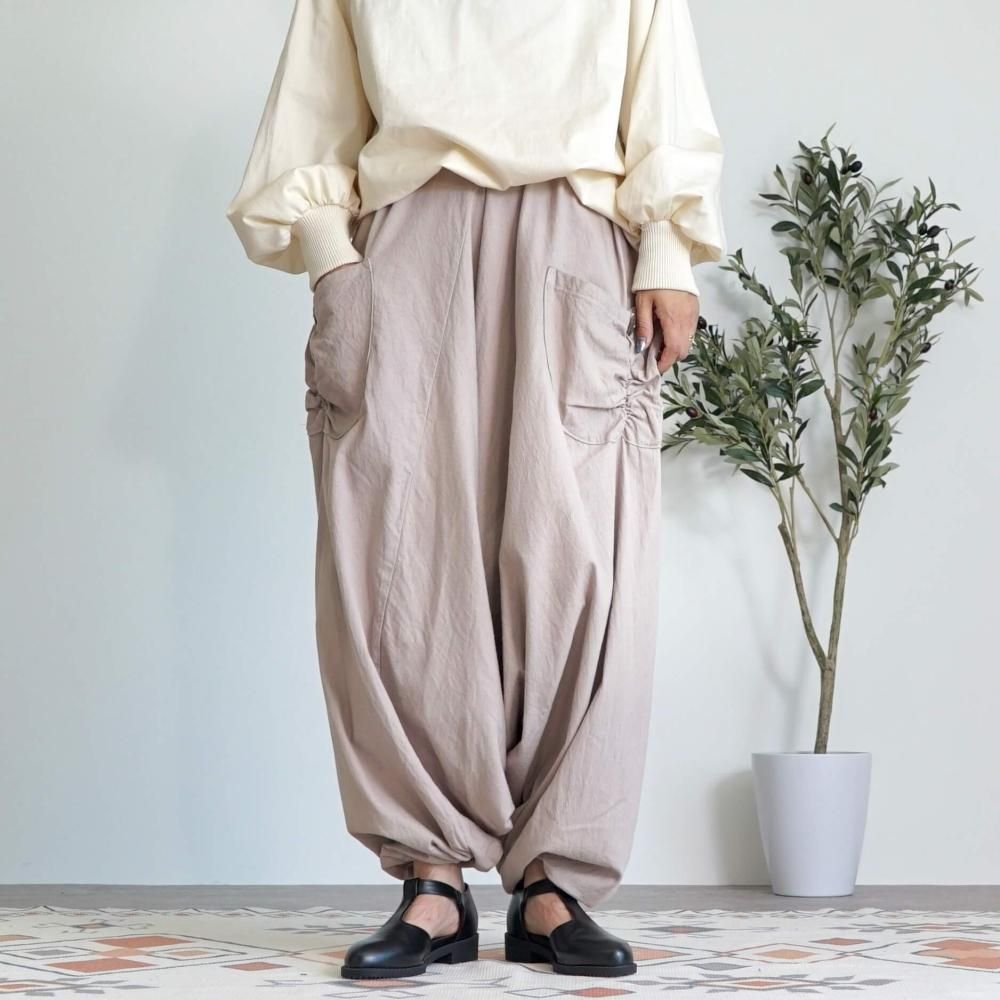 素晴らしい価格 niime tamaki サルエルパンツ 代わら ピンクチェック ウエストゴム パンツ