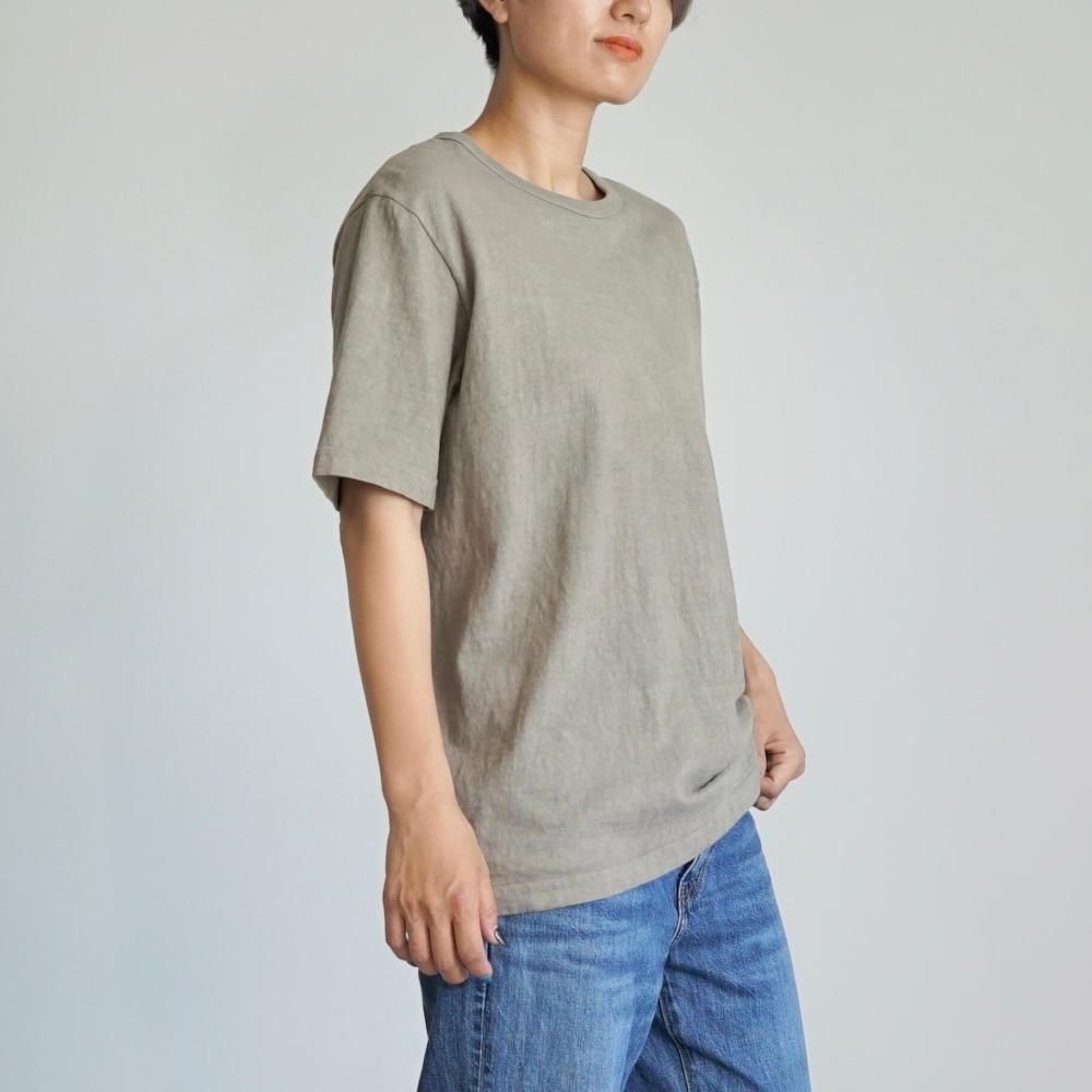 吊り編みスラブTシャツ/カーキ/和歌山県産 ニット編生地 吊り編みスラブTシャツ/カーキ/和歌山県産 ニット編生地