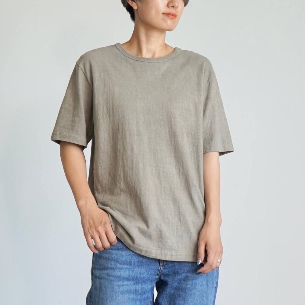 吊り編みスラブTシャツ/カーキ/和歌山県産 ニット編生地 吊り編みスラブTシャツ/カーキ/和歌山県産 ニット編生地