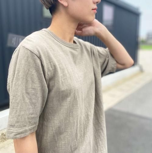 吊り編みスラブTシャツ/カーキ/和歌山県産 ニット編生地