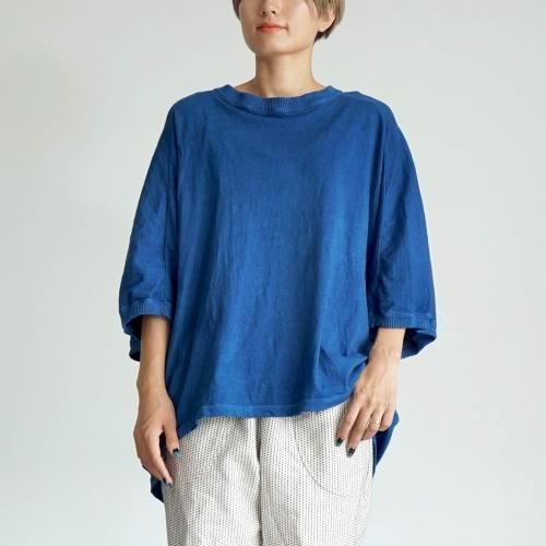 ドルマンスリーブTシャツ/ブルー/愛知県産ニット