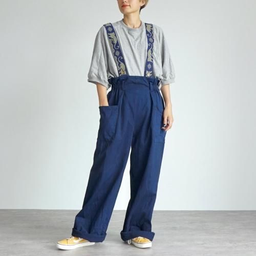 【福袋】ドルマンスリーブTシャツ/グレー+2wayワイドサロペット/ネイビー
