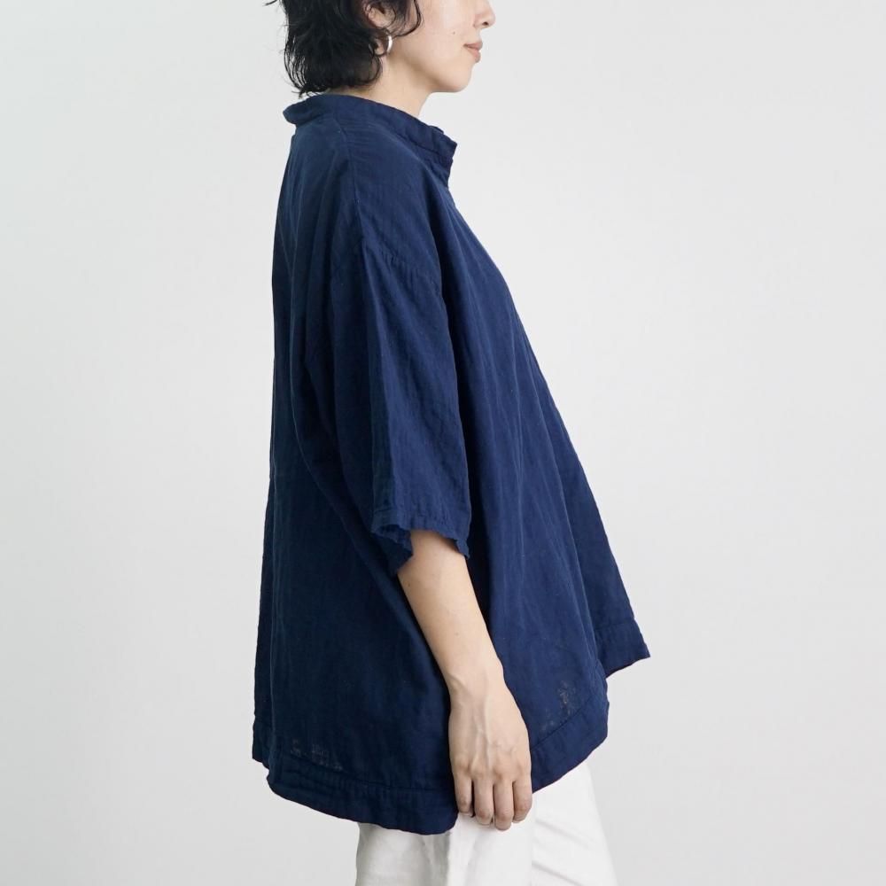 キーネック ガーゼTシャツ|ネイビー - UZUiRO(ウズイロ) / 公式