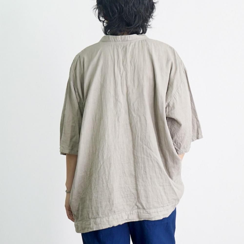 UZUIRO 知多綿チェックガーゼTシャツ TSUGIHAGIブルー ゆったりガーゼTシャツ/オレンジ/知多木綿 ダブルガーゼ