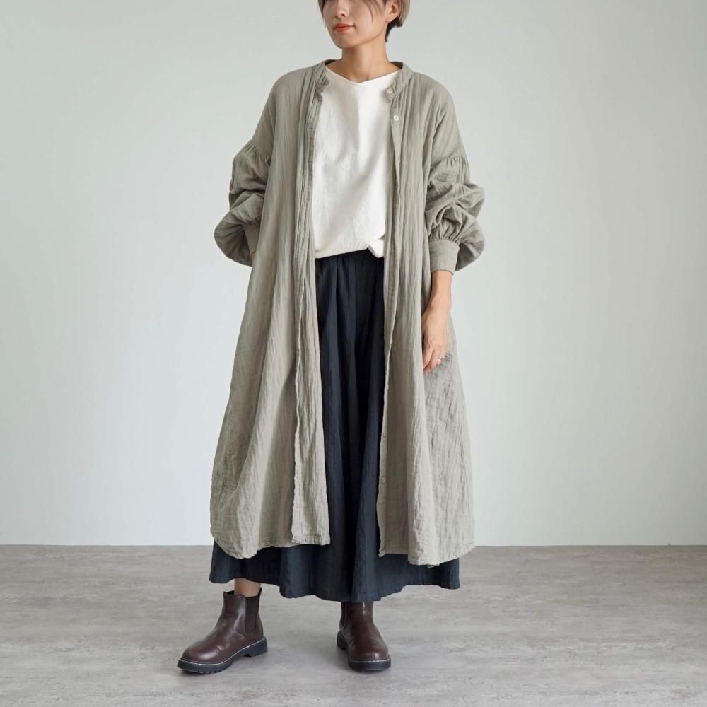 UZUiROウズイロリネンタックシャツブラウスカーキ