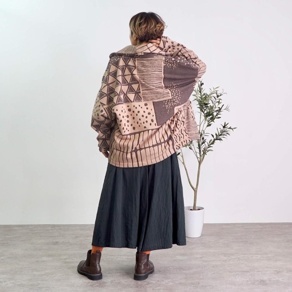 萌 MOYURU モユル リネンレーヨン ガウン ロングカーディガン 染め