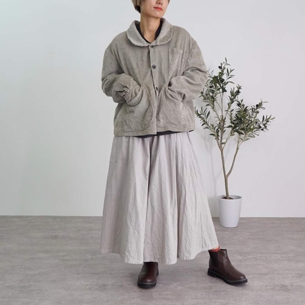 コーデュロイえりがわりブルゾン/カーキ/遠州織物 | モードな2way