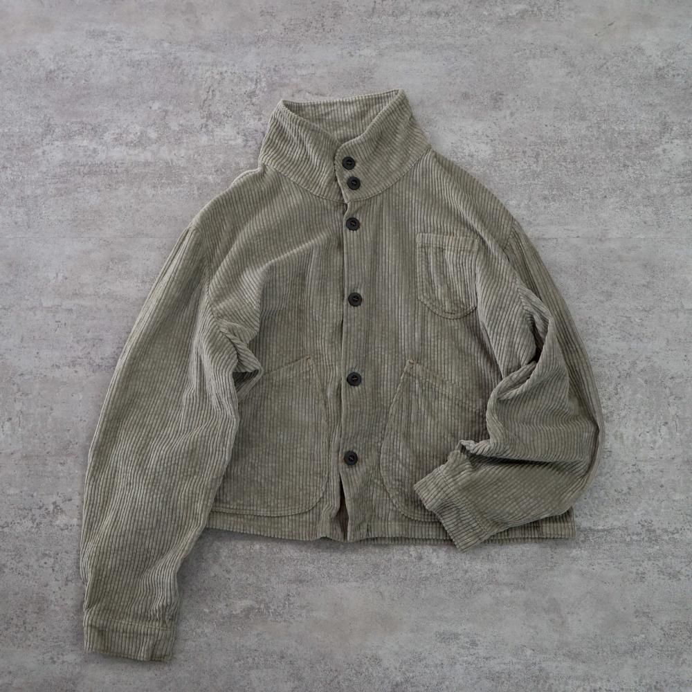 コーデュロイえりがわりブルゾン/カーキ/遠州織物 | モードな