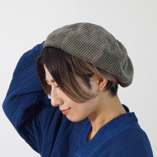 コーデュロイベレー帽/オリーブグリーン/遠州織物