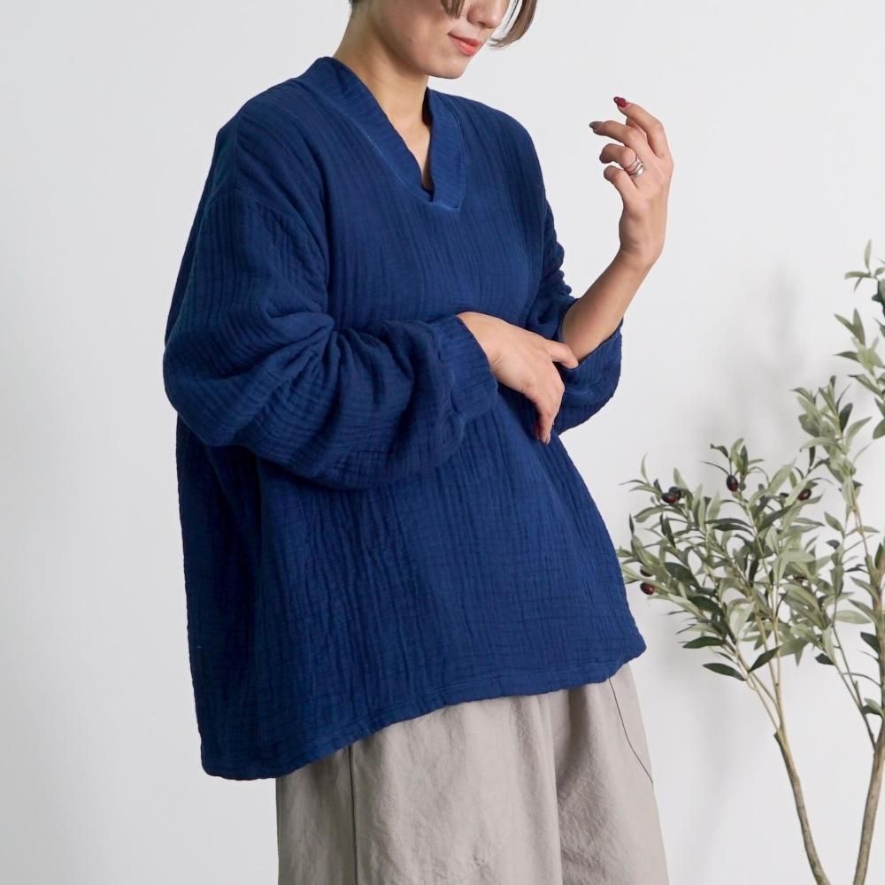 【専用】UZUiRO Vネックもこもこガーゼプルオーバー/三河織物6重ガーゼ Vネックもこもこガーゼプルオーバー | ライトグレー | 三河織物6
