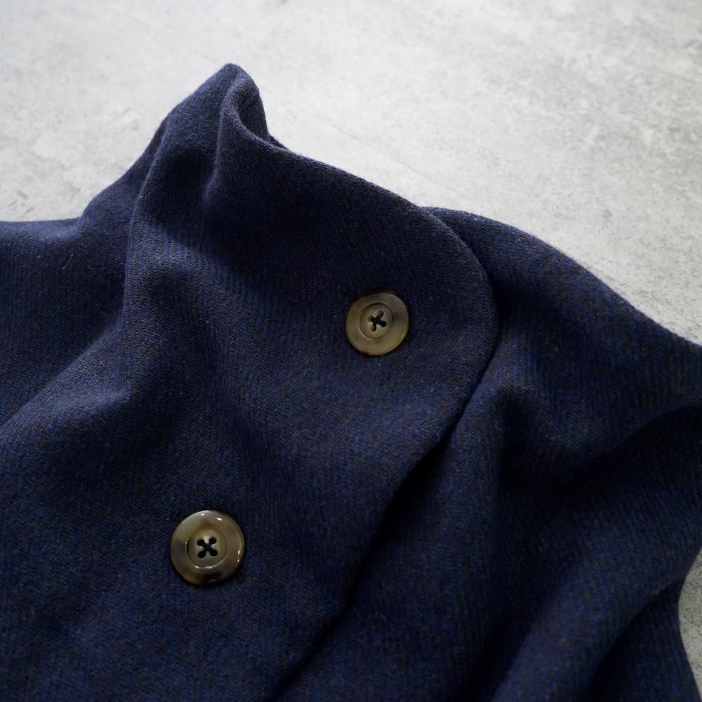 ウールショートコート/ネイビー/尾州織物 | ふわもこあったか♪表地