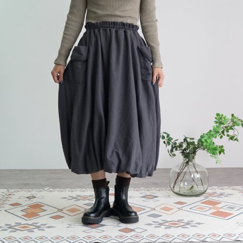 バルーンウールスカート/ブラック/遠州織物