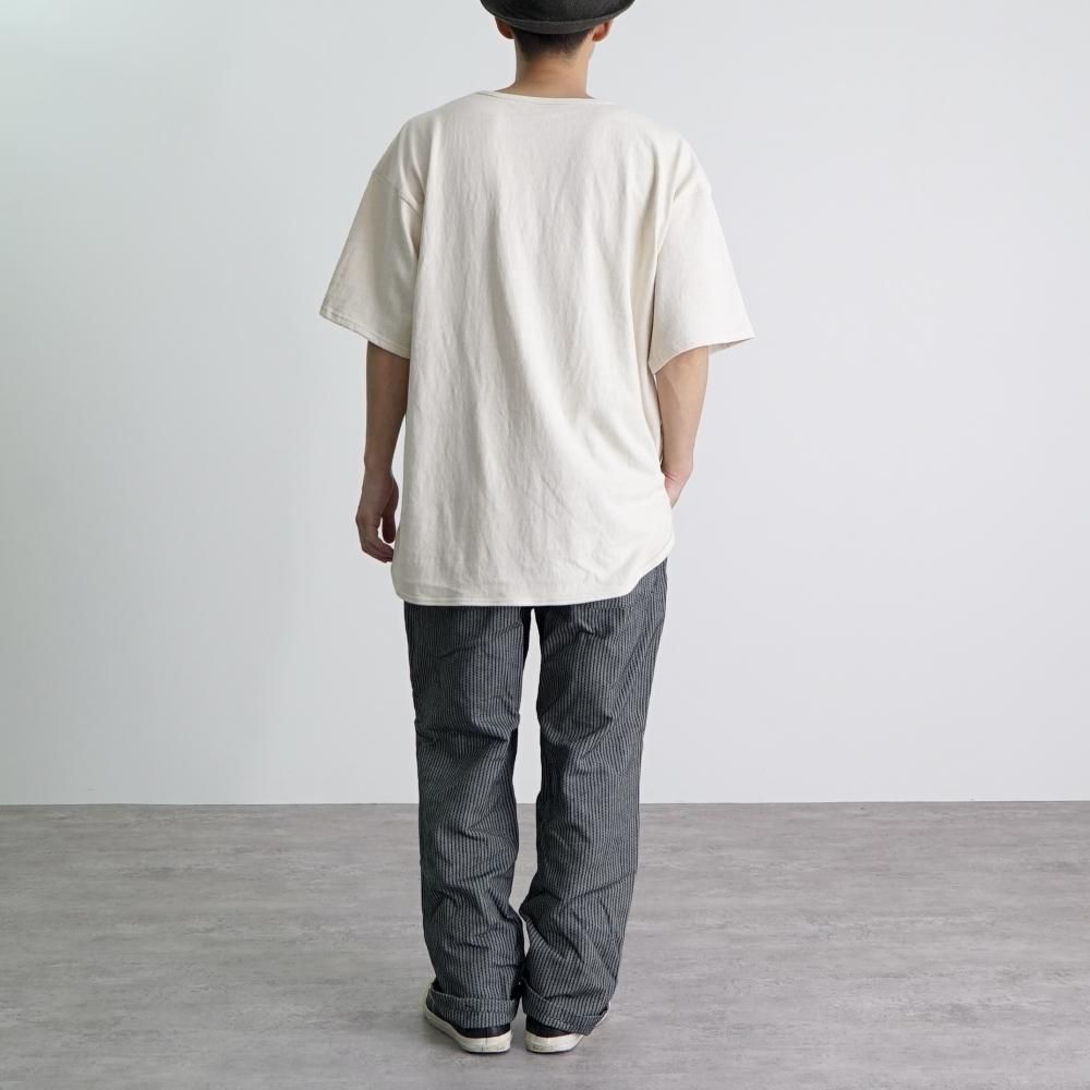 メンズスリットTシャツ|生成り|愛知県産スラブニット - UZUiRO
