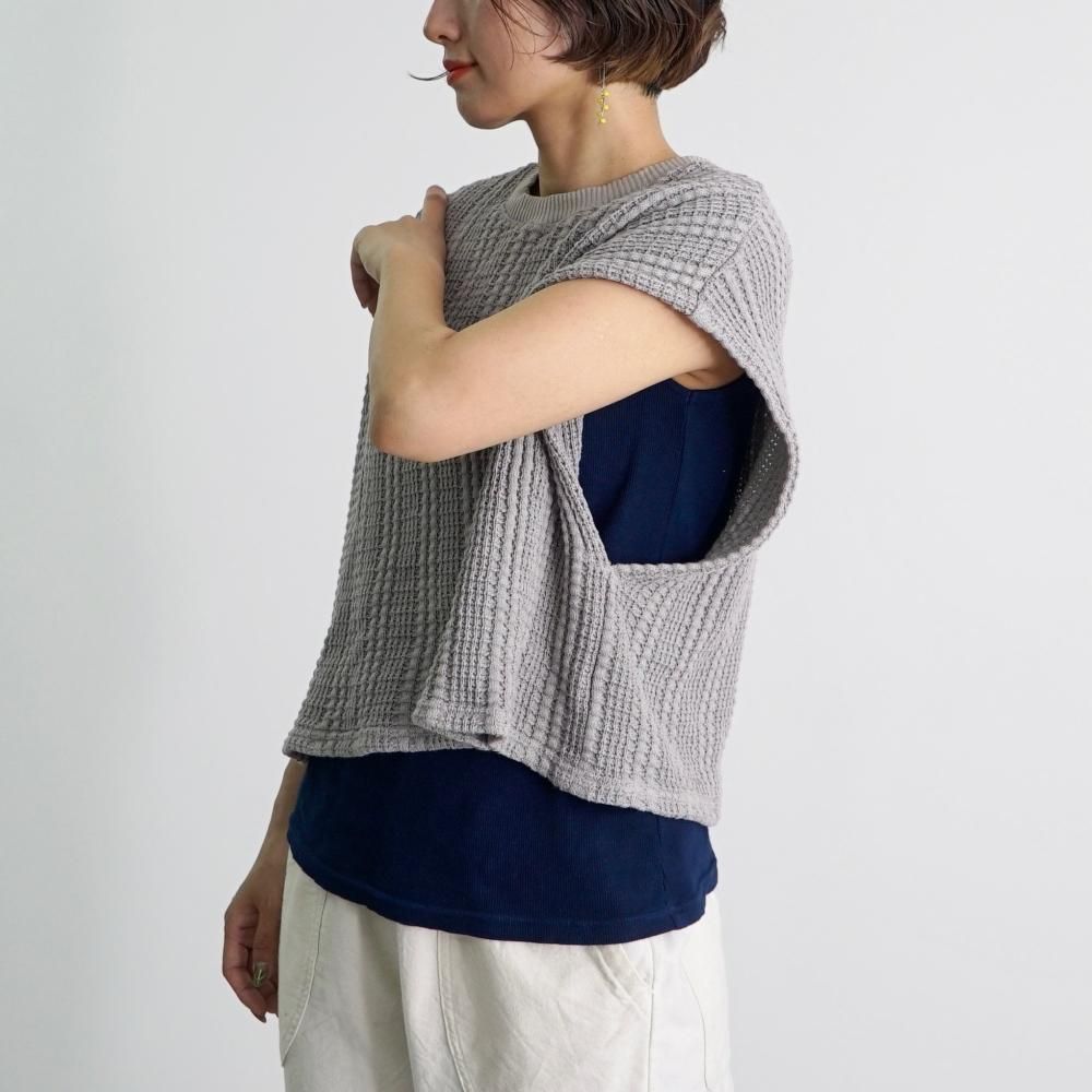 Cloth&Cross クロス&クロスウール格子編みニットベスト