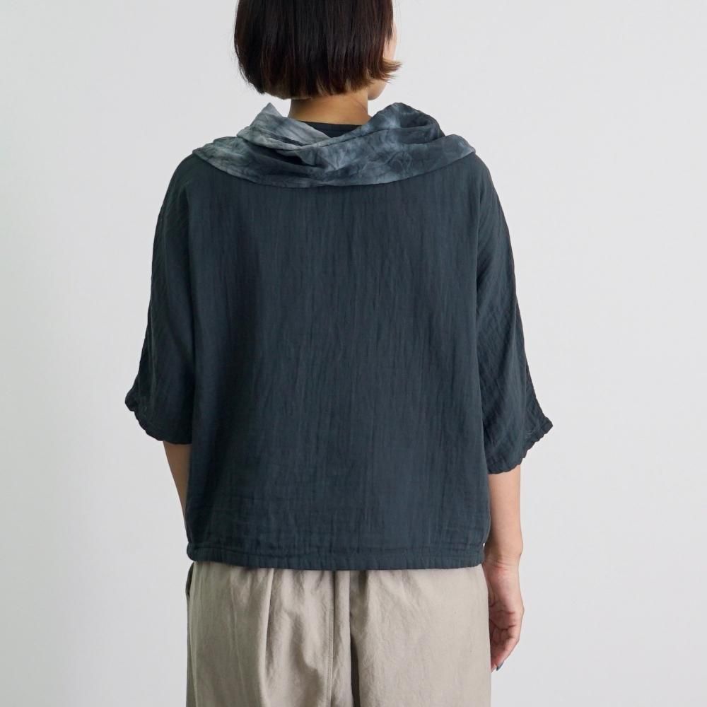 ストール付き5分袖ガーゼT