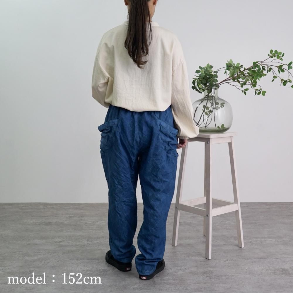 ひし形キャンプワークパンツ | ブルー | 三河織物 - UZUiRO/公式