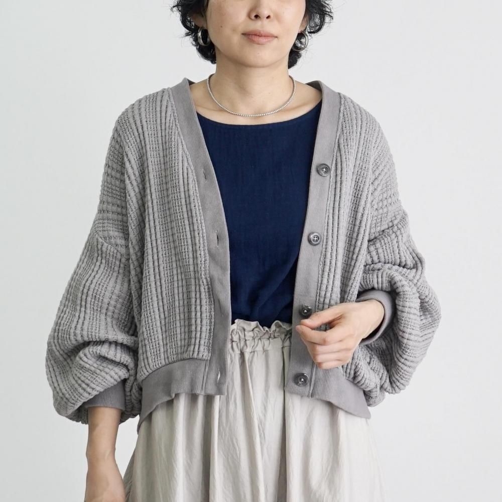 LGB ロング　ショート　2way カーディガン　グレー A part by｜【洗える】前後2WAYチャイニーズラクーンショート