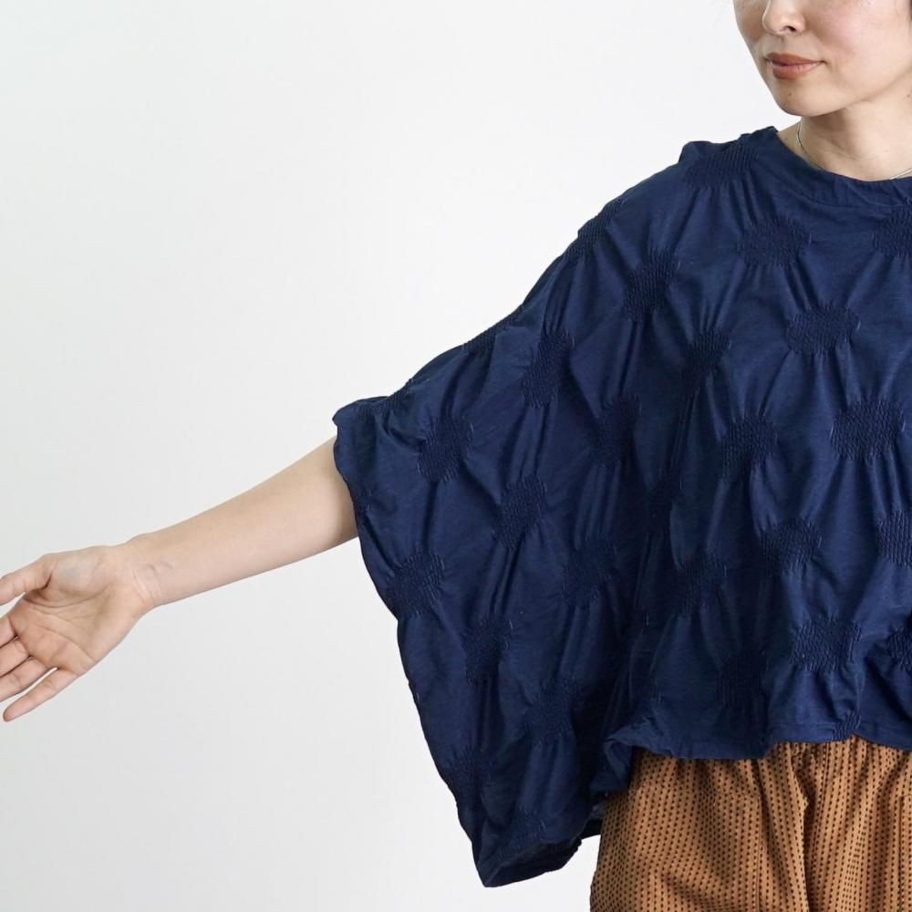 IGNIO ネイビー ドット柄 ボードウェア　M mizuiroind tシャツ mizuiro ind メッシュドットハイネックプル